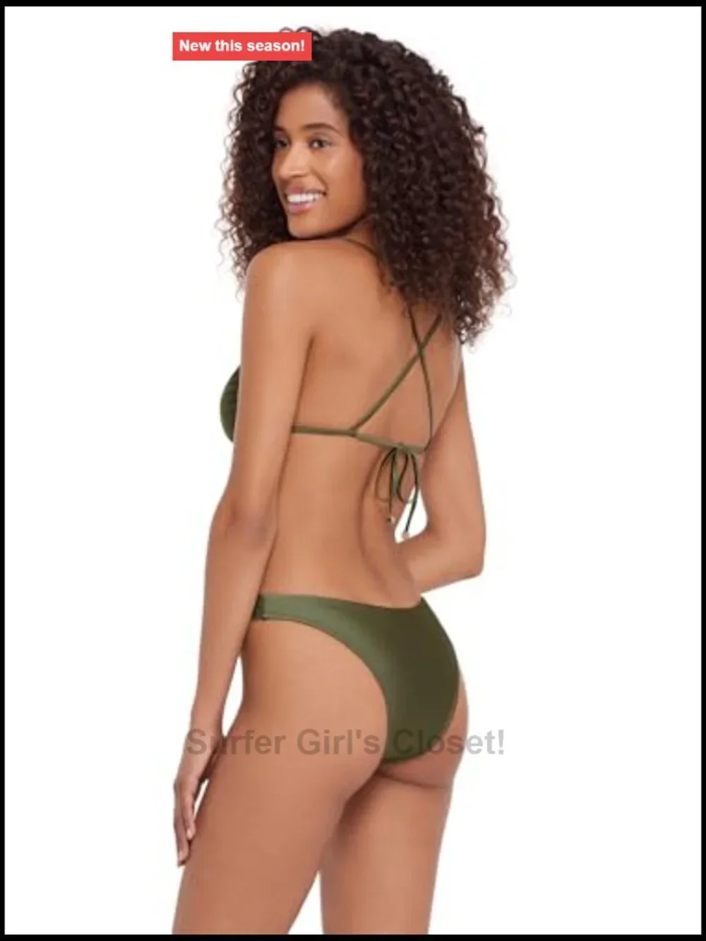 X-Back Ring Front Swim Bralette Top Removable Cups Adjustable Ties